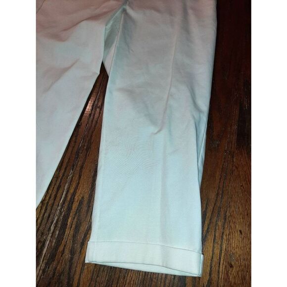 Size 10 Zac & Rachel White Mid Rise Capri Casual Pants Cuffed Hem - Picture 3 of 4